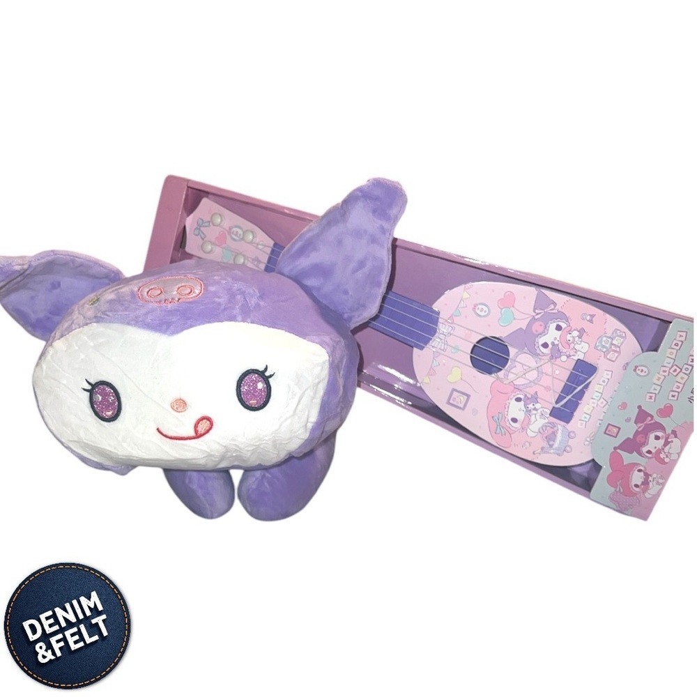 Kuromi Melody BUNDLE!! Mini Ukulele/Guitar & Stuffed Animal/Pillow | BEAND NEW💜